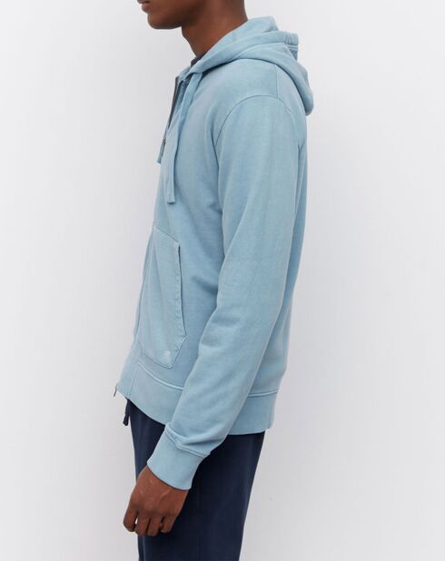 Sweat Full Zip à Capuche Coton Organic bleu clair