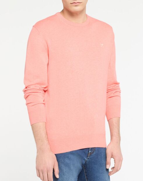 Pull en Coton & Soie col rond rose moyen