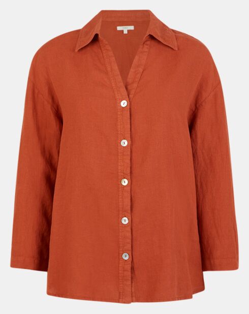 Chemise 100% Lin Tuareg marron foncé