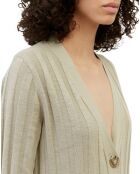Gilet Long Cotelé Coton & Lin beige foncé