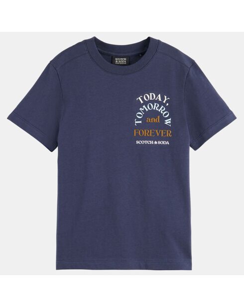 T-Shirt en Coton bio à logo poitrine bleu marine