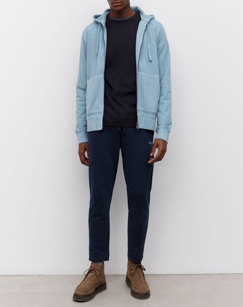 Sweat Full Zip à Capuche Coton Organic bleu clair