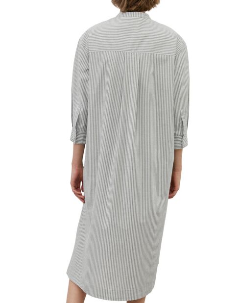 Robe Chemise Col Mao Rayée Kl gris/blanc