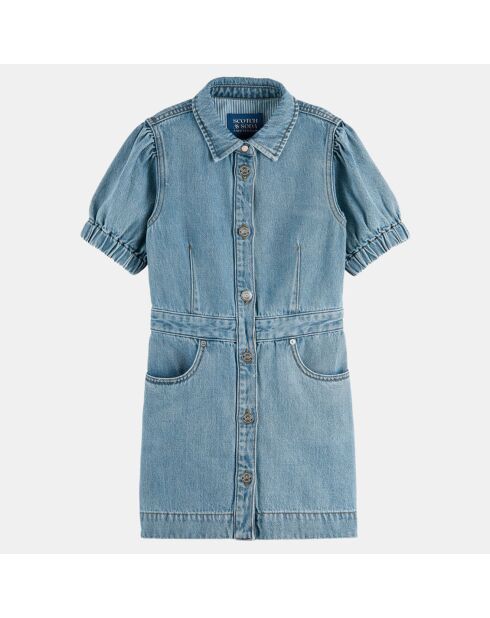 Robe en Jean courte en Toile de coton mélangé bleue