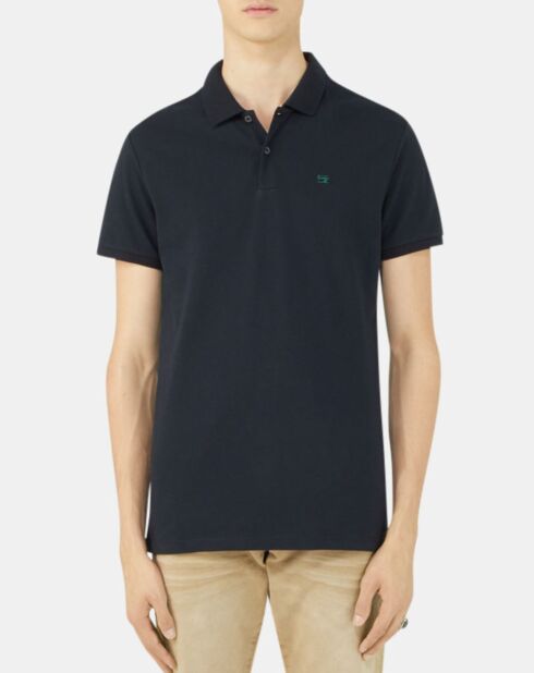 Marineblauw basic poloshirt van piqué met normale pasvorm