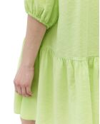 Robe manches longues Boutons vert fluo