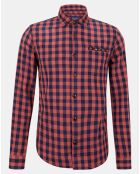 Chemise Slim Fit Delacee à carreaux rouge/bleu