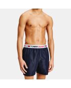 Short de bain bande élastique logo bleu marine