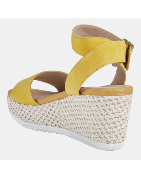 Sandali in velluto di capra giallo Lipari - tacco 7 cm