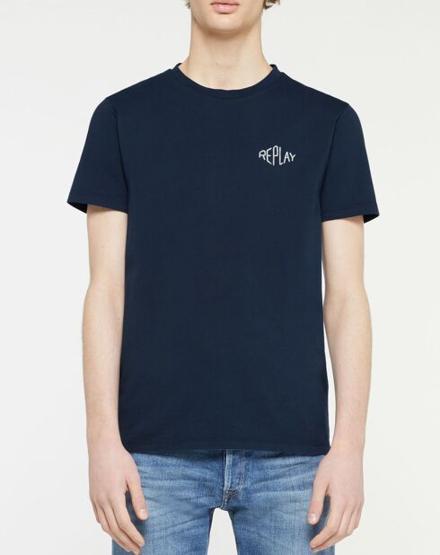 T-Shirt en Coton Organique manches courtes Logo Replay Heart bleu foncé