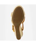 Sandales en Velours de Cuir de Chèvre Soleil camel - Talon 8 cm