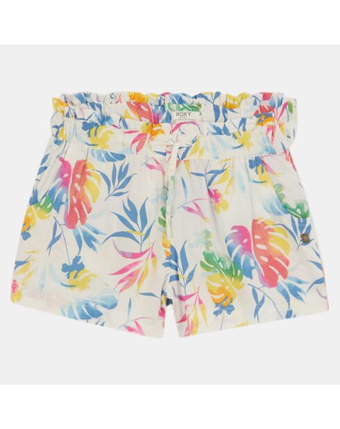 Short fluide imprimé à Fleurs blanc/multicolore