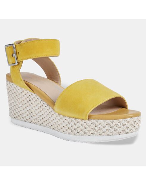 Sandali in velluto di capra giallo Lipari - tacco 7 cm