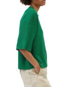 Pull 100% Lin manches courtes Col R vert foncé