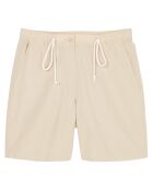 Short en Coton & Lin Taille Elastique beige