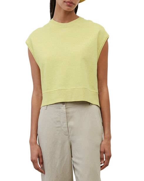 Felpa senza maniche oversize gialla in cotone biologico