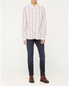 Chemise 100% Coton Bio Slim Fit à rayures rose/blanc