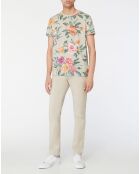 T-Shirt col rond Print Flower Alover beige