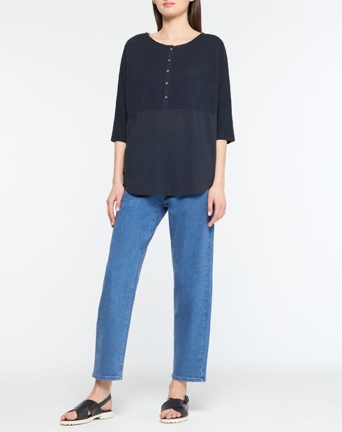 Top 100% Coton Biologique O-Avoca bleu foncé