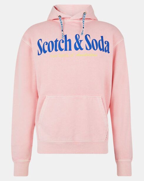 Sweat délavé Logo rose clair