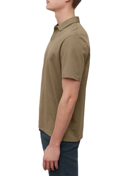 Polo manches courtes Coton Bio 1 Bouton Relax camel