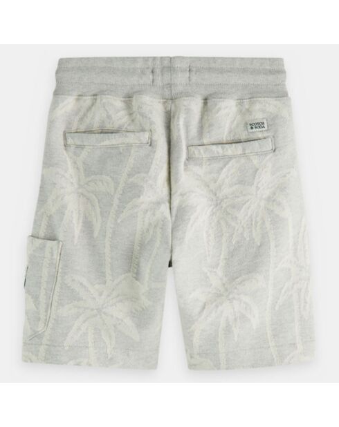 Short en Coton molletonné imprimé palmiers gris