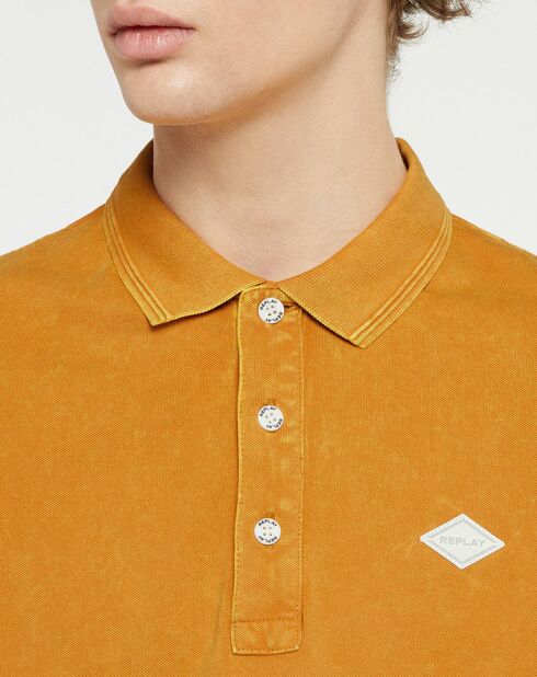 Okergele polo met korte mouwen