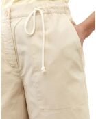 Short en Coton & Lin Taille Elastique beige