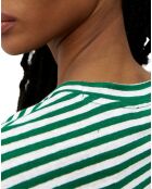 T-Shirt 100% Lin Rayé vert/blanc