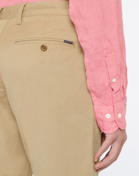 Bermuda en Coton Bio mélangé Uni beige