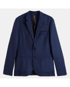 Blazer en Lin mélangé Slim Fit bleu marine