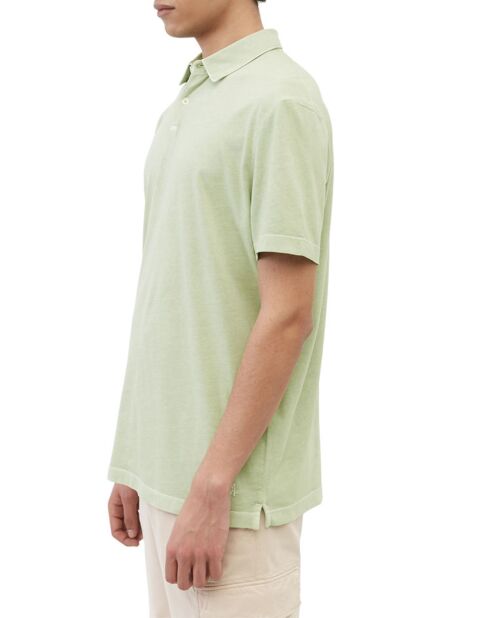 Polo de manga corta de punto de algodón orgánico verde agua