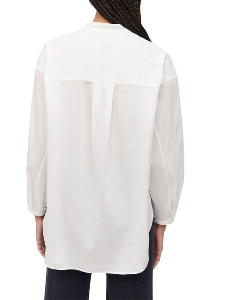 Ecrufarbenes Langarmhemd mit Maokragen