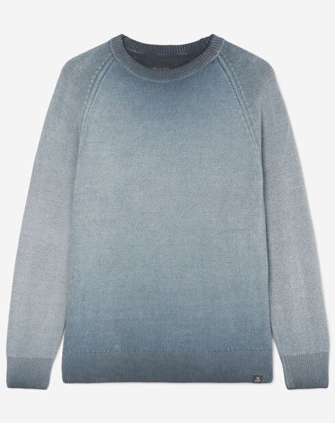 Pull Rond Garment Dye Coton Organic bleu clair