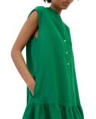 Robe 100% Lin sans manches Col V vert foncé