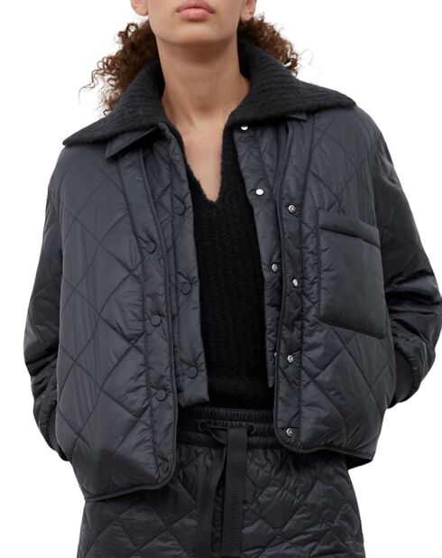 Veste Matelassée à Boutons bleu marine
