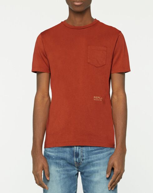 Burgunderfarbenes Kurzarmshirt mit Tasche