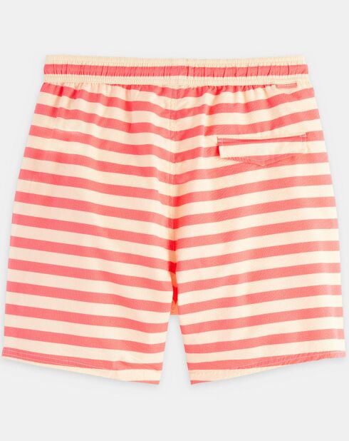 Pantalones cortos de baño a rayas color crudo/naranja