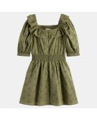 Robe en Coton bio à broderie anglaise kaki
