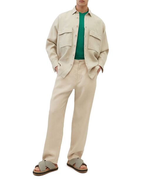 Pantalon 100% Lin Mossbo Pant Pinces beige