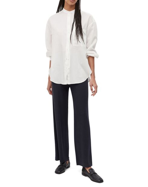 Ecrufarbenes Langarmhemd mit Maokragen