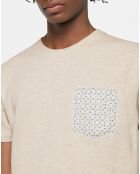 T-Shirt poche fantaisie beige chiné