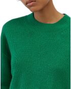 Pull 100% Lin manches courtes Col R vert foncé