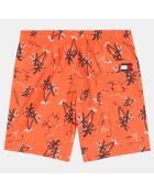 Short de Bain en 100% Matière recyclée Palmiers orange