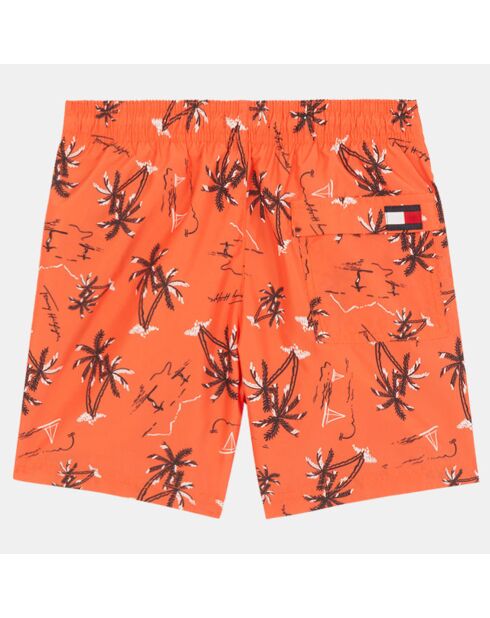 Short de Bain en 100% Matière recyclée Palmiers orange
