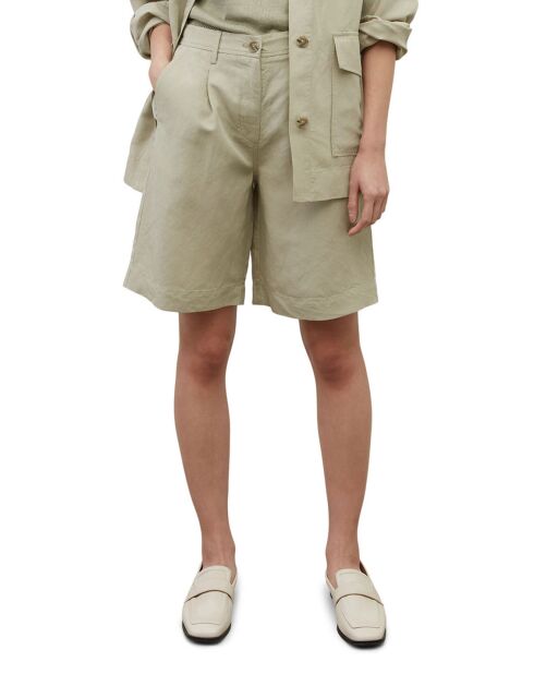 Bermuda en Lin mélangé beige clair