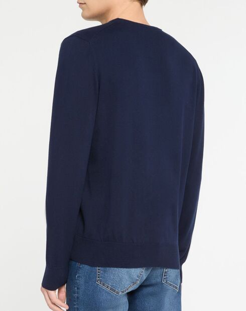 Pull en Coton & Soie col rond bleu marine