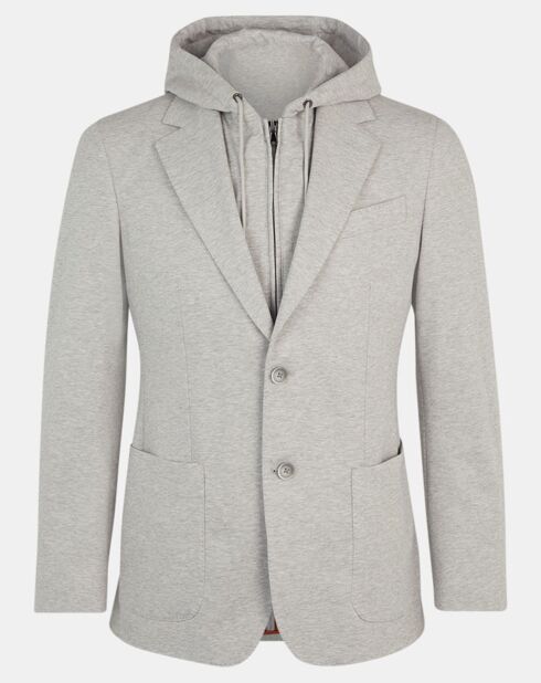 Blazer Hoodie à capuche amovible gris clair