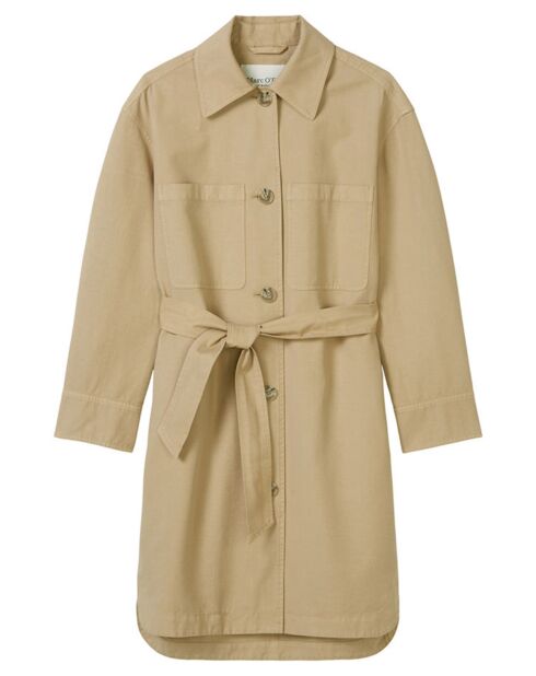 Robe Chemise en Coton & Lin Ceinture beige