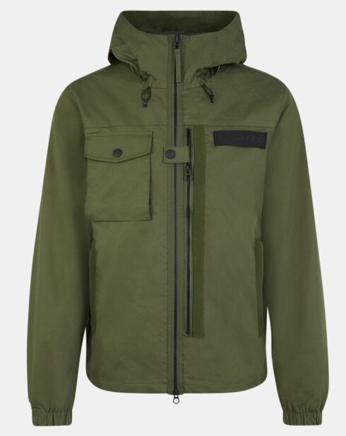 Kaki jack met capuchon en zak